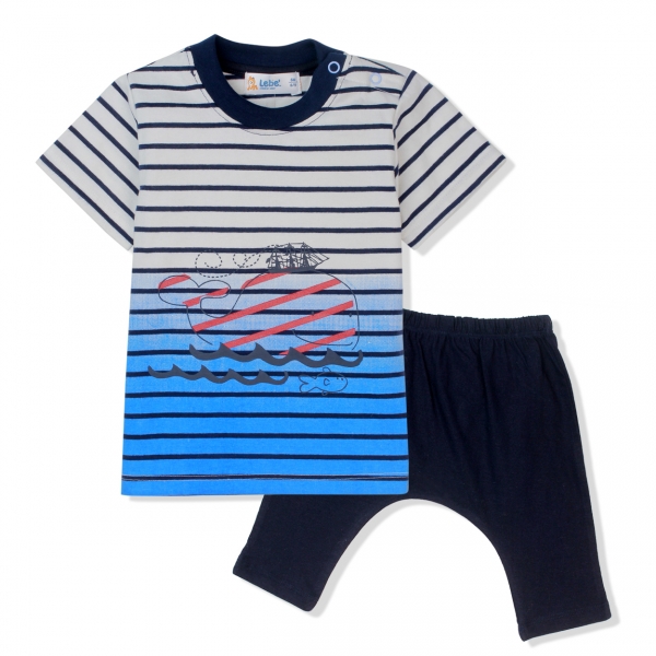 Bộ thun bé trai ngắn Lebe B126016 Trắng