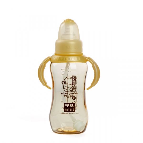 Bình sữa Kuku nhựa PPSU cổ thường có tay cầm 280ml (KU5844)