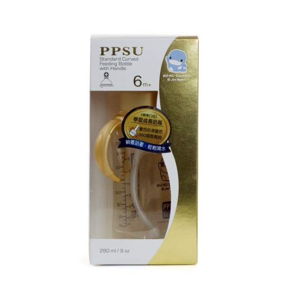 Bình sữa Kuku nhựa PPSU cổ thường có tay cầm 280ml (KU5844)