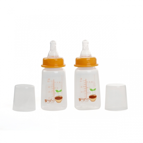 Bộ 2 bình sữa Babito nhựa PP cổ thường 120ml (LS31P2329, Cam)