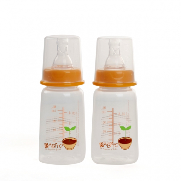 Bộ 2 bình sữa Babito nhựa PP cổ thường 120ml (LS31P2329, Cam)