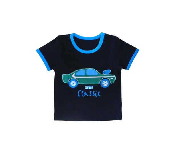 Áo thun tay ngắn bé trai in xe Classic_trắng