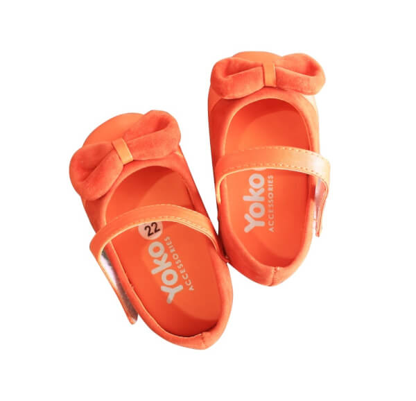 Giày bé gái đính nơ nhung_Đỏ