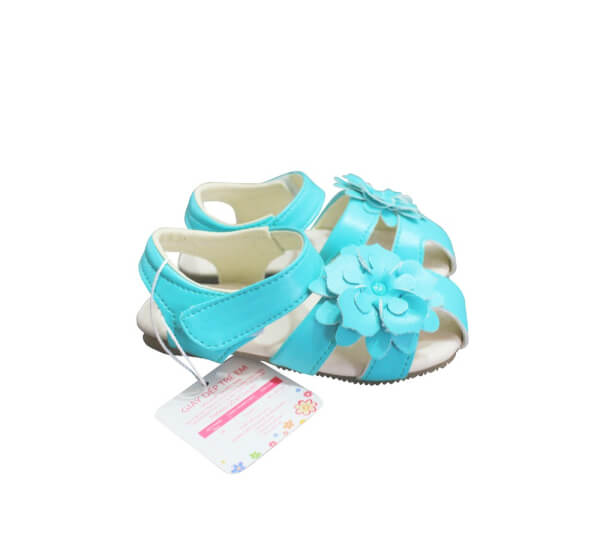 Sandal rọ bé gái đính hoa xòe_Xanh mint