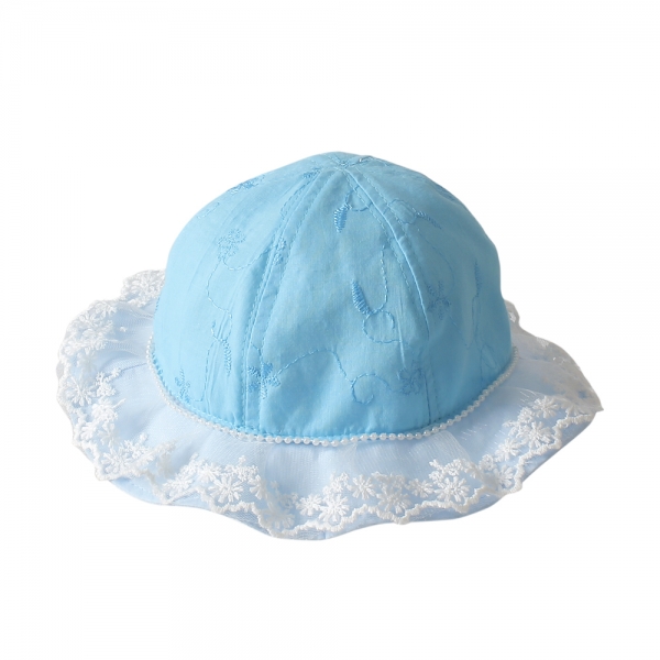 Nón tròn bé gái vành ren đính ngọc trai