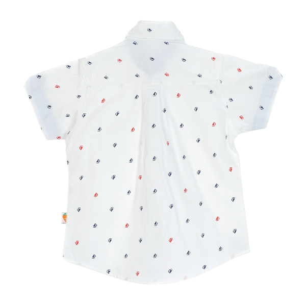 Áo vải bé trai tay ngắn in chiếc thuyền