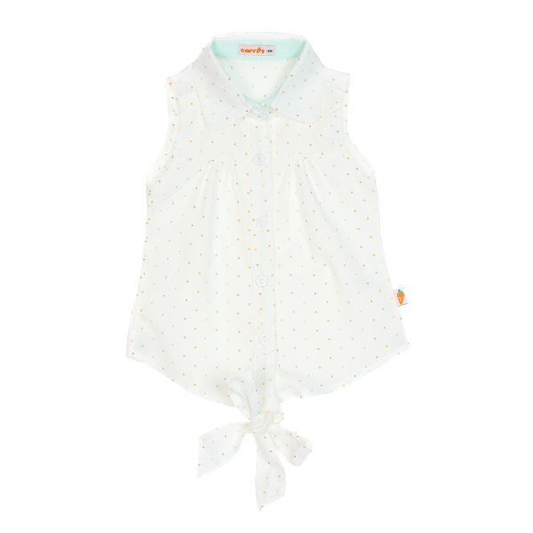 Áo vải bé gái sát nách thắt nơ lai