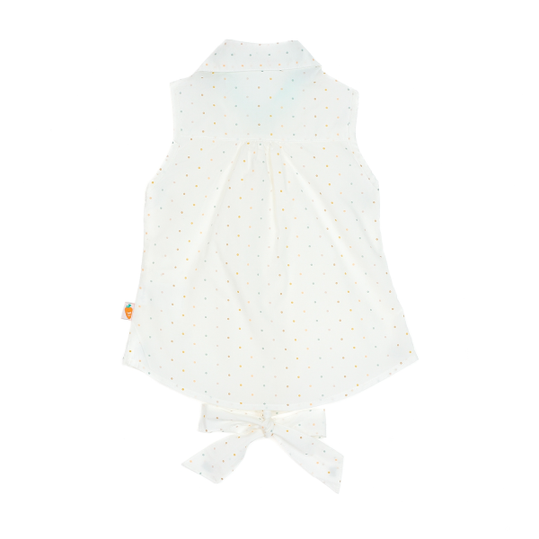 Áo vải bé gái sát nách thắt nơ lai