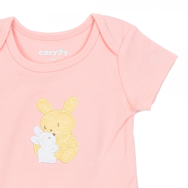 Body tam giác tay ngắn bé gái thêu thỏ_Carrot