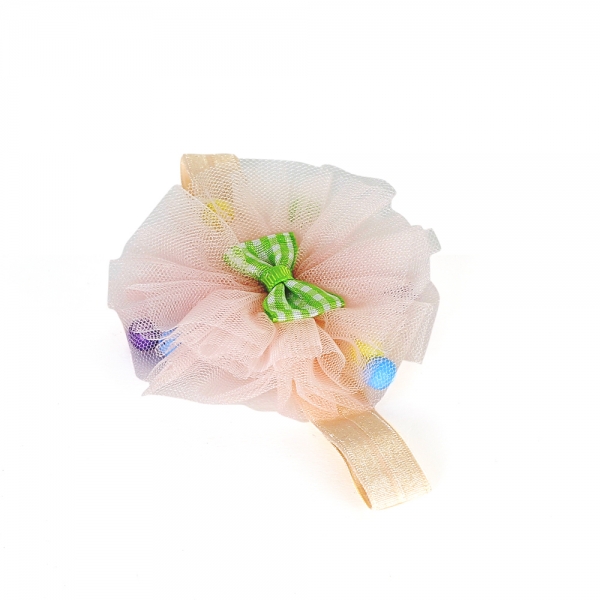 Băng đô thun hoa voan hạt màu A095009