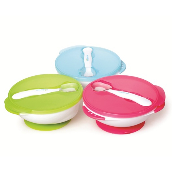 Bộ tô chống trượt kèm muỗng báo nhiệt Kidsme,9832LI