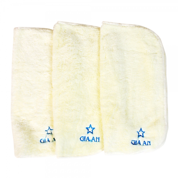 Combo 3 khăn microfiber nhỏ siêu mềm Gia An, 25x25 cm, kem