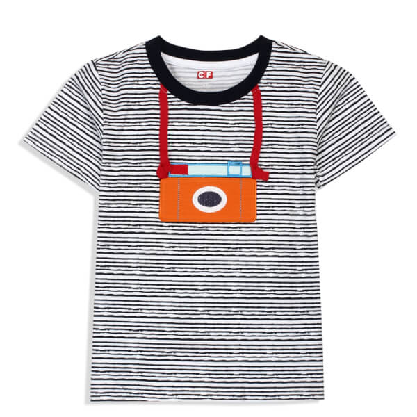 Áo thun bé trai tay ngắn CF G018081 sọc xanh đen