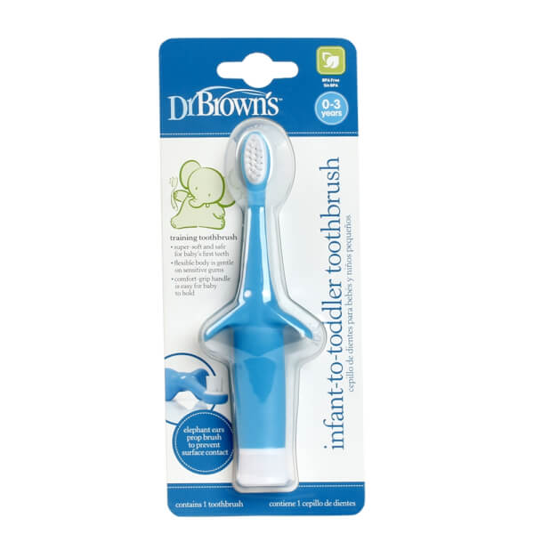 Bàn chải đánh răng voi xanh Dr Brown's (bé 0-3 tuổi)