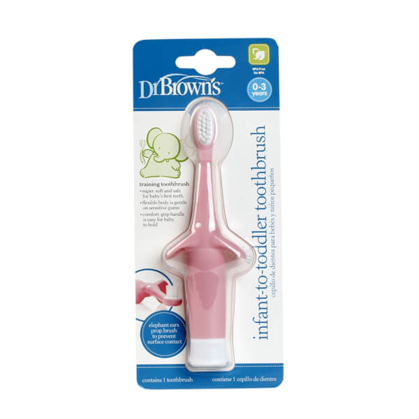 Bàn chải đánh răng voi hồng Dr Brown's  (bé 0-3 tuổi)