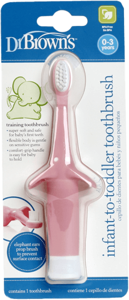 Bàn chải đánh răng voi hồng Dr Brown's  (bé 0-3 tuổi)