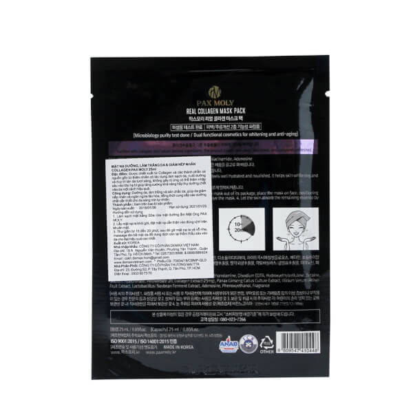 Mặt nạ dưỡng làm trắng da và giảm nếp nhăn Collagen Paxmoly 25ml