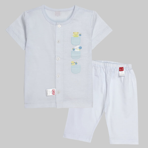 Bộ thun bé trai ngắn CF B068007 Xanh