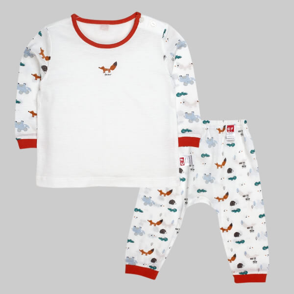Bộ thun bé trai dài CF B068004 Trắng