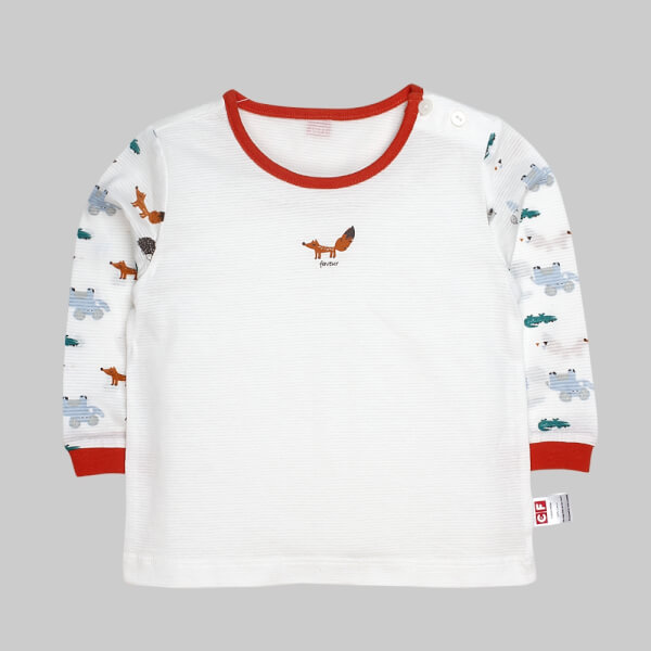 Bộ thun bé trai dài CF B068004 Trắng