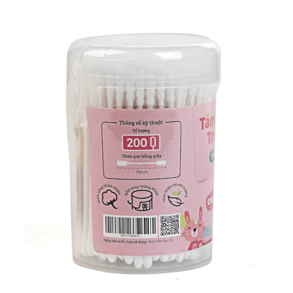 Tăm bông trẻ em ConCung Good thân giấy 200 que/ hộp