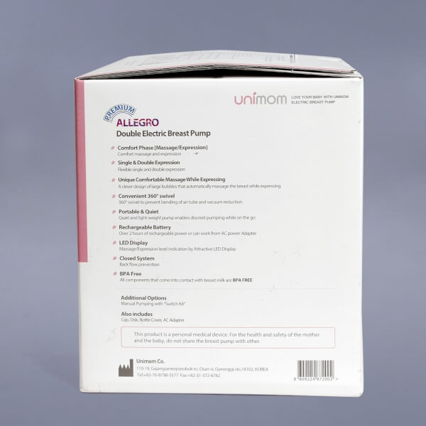 Máy hút sữa điện đôi có pin sạc Premium Allegro Unimom UM872002