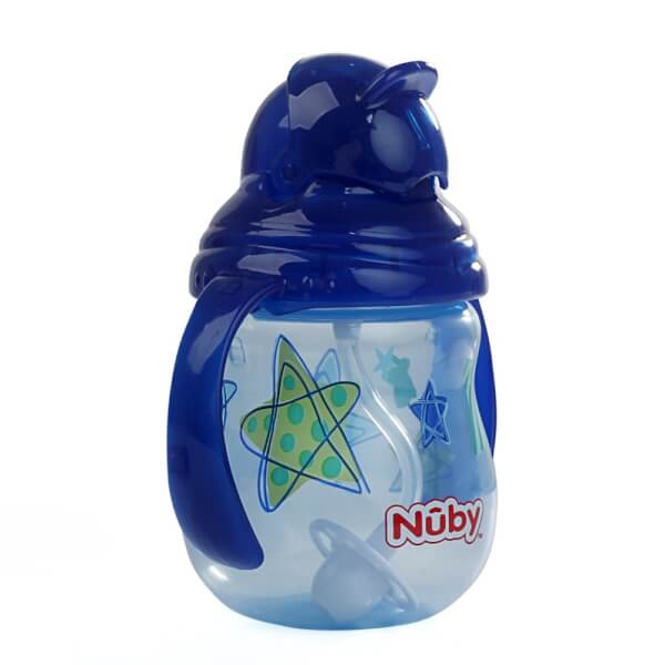 Bình uống nước ống hút Nuby, 2 tay cầm, dung tích 270ml Xanh dương