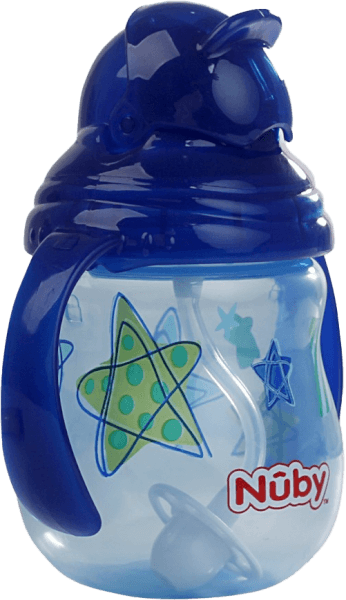Bình uống nước ống hút Nuby, 2 tay cầm, dung tích 270ml Xanh dương