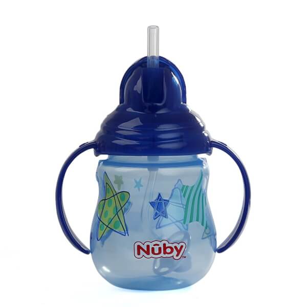 Bình uống nước ống hút Nuby, 2 tay cầm, dung tích 270ml Xanh dương