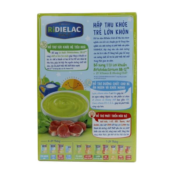 Combo 2 Bột ăn dặm RIDIELAC GOLD Heo bó xôi HG 200g