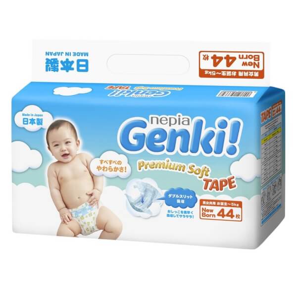Bỉm tã dán Genki size Newborn 44 miếng (dưới 5kg)