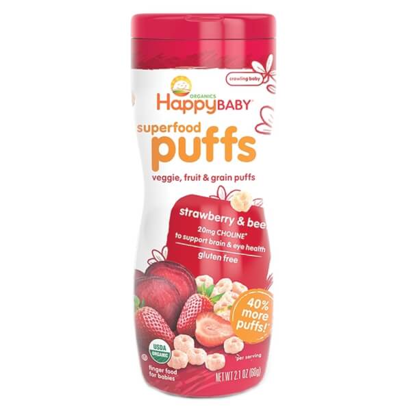 Thực phẩm bổ sung bánh xốp ăn dặm vị dâu và củ cải đường Happy Baby