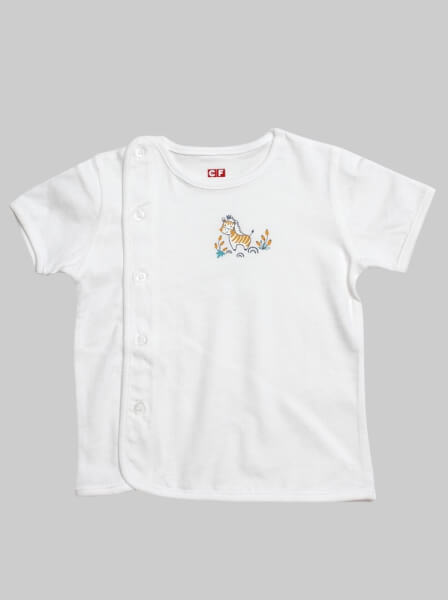 Áo sơ sinh cài chéo tay ngắn CF I049002 Trắng