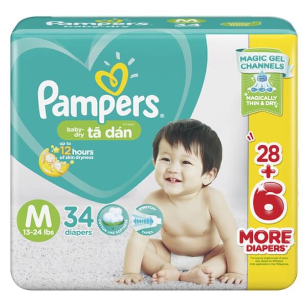 Tã dán Pampers Nhập khẩu M 34 miếng