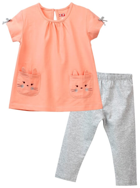 Bộ thun bé gái dài CF G089008 Hồng