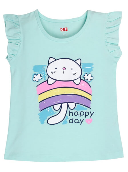 Áo thun bé gái tay ngắn CF G099012 Xanh