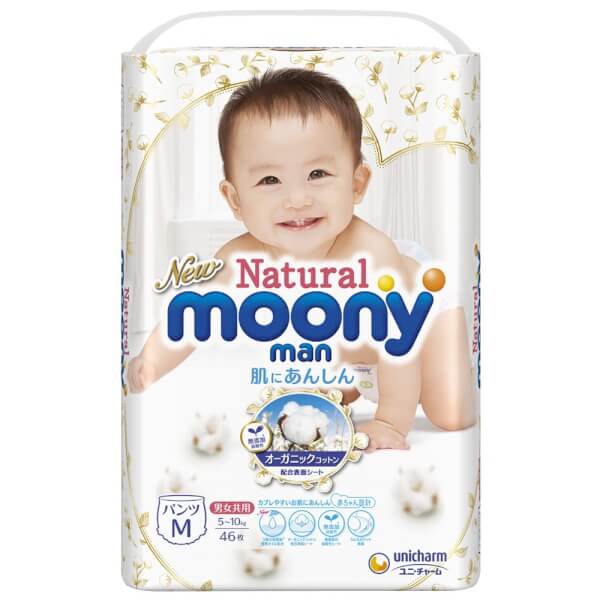 Tã quần Moony Natural/Moony Dịu nhẹ (M, 46 miếng) (giao bao bì ngẫu nhiên)