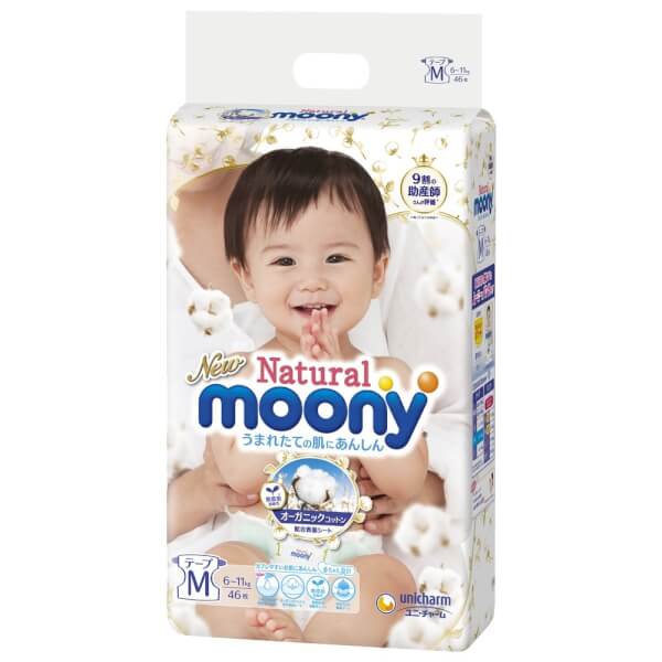Tã dán Moony Natural/Moony Dịu nhẹ (M, 46 miếng) (giao bao bì ngẫu nhiên)