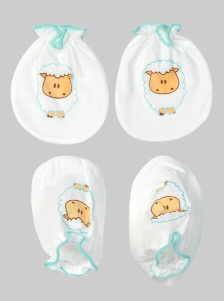 Bộ nón bao tay chân sơ sinh thun CF Xanh Ngọc