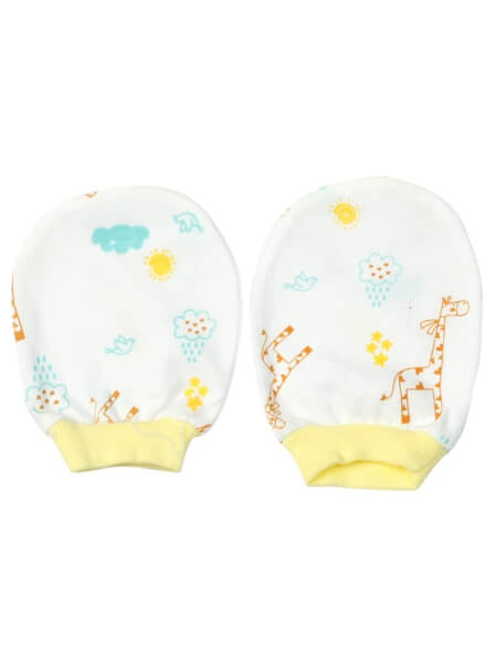 Bao tay sơ sinh bo in hoạ tiết 2 đôi CF Vàng