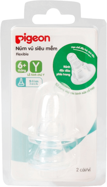 Núm ty thay bình sữa  Pigeon cổ hẹp 2 cái (6M+, Y cut)