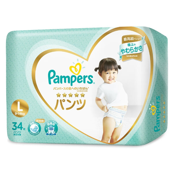 Bỉm tã quần cao cấp Pampers Nhật new size L 34 miếng (9-14kg)