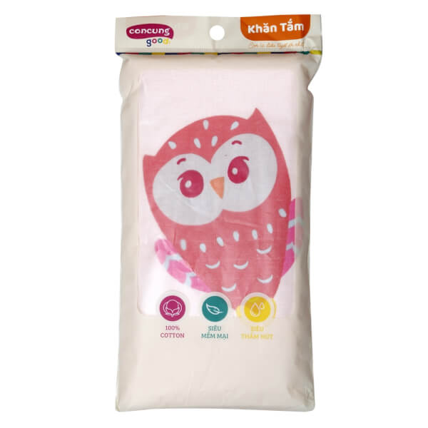 Combo 2 Khăn tắm cotton ConCung Good BM9T màu hồng