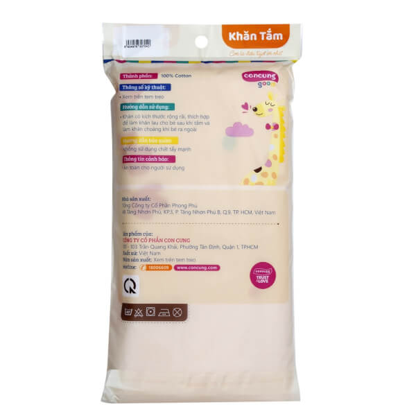 Combo 2 Khăn tắm cotton ConCung Good BM9T màu hồng