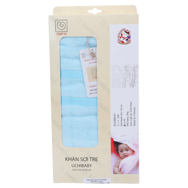 Khăn tắm sợi tre Uchibaby 60x120cm (Xanh)