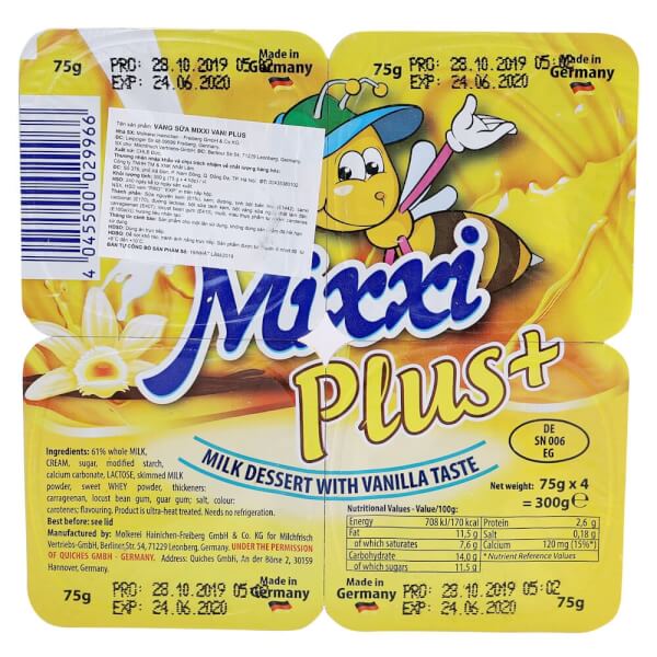 Váng sữa Mixxi - Vanila Plus 75g - Lốc 4
