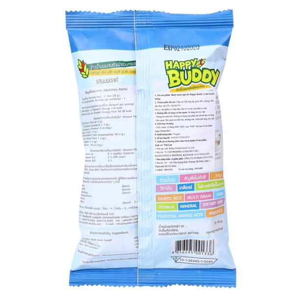 Bánh snack ngũ cốc Happy Buddy vị sữa truyền thống, 30g