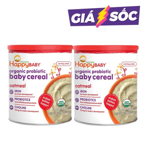 Combo 2 Bột ăn dặm ngũ cốc yến mạch Happy Baby Organic Probiotic Baby Cereal