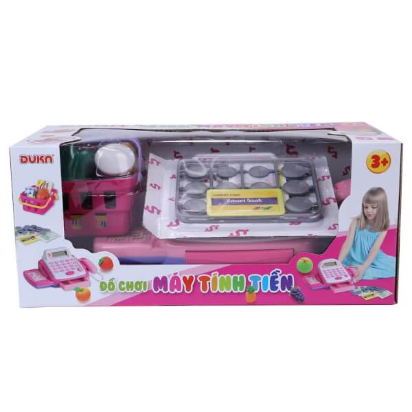 Bộ đồ chơi máy tính tiền DUKA (màu hồng, hiển thị màn hình, có đèn báo và âm thanh)