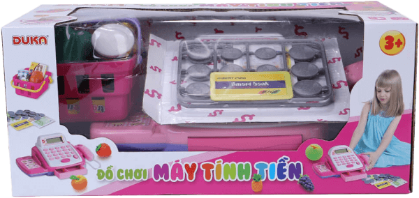 Bộ đồ chơi máy tính tiền DUKA (màu hồng, hiển thị màn hình, có đèn báo và âm thanh)